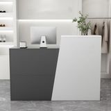 Modern Resepsiyon Masası Kilitlenebilir Çekmeceli Modern L Şekilli Resepsiyon Masası, Ofisler Güzellik Salonları için Şık Ahşap Resepsiyonist Masası, (Beyaz+gri - Sol, 80cm)