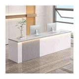 Modern Resepsiyon Masası Kilitlenebilir Çekmeceli Modern Resepsiyon Masası - Ofisler için Yerden Tasarruf Sağlayan Ödeme Sayacı Güzellik Salonları Mağazalar ve Barlar, (Beyaz-Açık Gri, 100 cm/39,4 inç