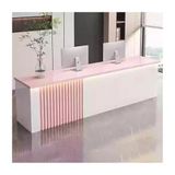 Modern Resepsiyon Masası Kilitlenebilir Çekmeceli Modern Resepsiyon Masası - Ofisler için Yerden Tasarruf Sağlayan Ödeme Sayacı Güzellik Salonları Mağazalar ve Barlar, (Beyaz-pembe, 100 cm/39,4 inç)