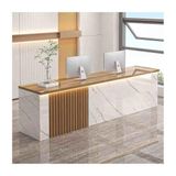 Modern Resepsiyon Masası Kilitlenebilir Çekmeceli Modern Resepsiyon Masası - Ofisler için Yerden Tasarruf Sağlayan Ödeme Sayacı Güzellik Salonları Mağazalar ve Barlar, (Beyaz Taş-tik, 100 cm/39,4 inç)