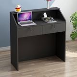 Modern Resepsiyon Masası Kilitlenebilir Çekmeceli Modern Resepsiyon Masası Şık Ofis Ön Tezgah Masası Salon ve Lobi Kompakt Ahşap Tasarım Zarif ve İşlevsel, (Siyah, 80 cm/31,4 inç)