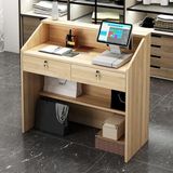 Modern Resepsiyon Masası Kilitlenebilir Ön Büro Resepsiyon Sayacı Raf ve Çekmeceli Şık Perakende Ofis Masası Salon ve Giyim Mağazası ve Fonksiyonel Teşhir Kürkü için, (Orijinal Ahşap Tahıl, 80 × 38 ×