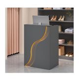 Modern Resepsiyon Masası Modern Basit Resepsiyon Masası LED Işıklı Perakende Kasiyer Sayacı Güzellik Salonu ve Ev Ofis Ahşap Tahıl Kaplama için, (Gri, L80 cm/80 cm)