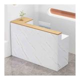 Modern Resepsiyon Masası Modern Ofis Resepsiyon Masası Perakende Ödeme Sayacı Şık Vitrin Ekranı Giyim ve Bakkallar için Mükemmel, (Mermer Altın Ahşap, SAĞ_120CM)