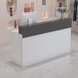 Modern Resepsiyon Masası Modern Resepsiyon Masası - Ofis Salonu ve Lobi Resepsiyonist Masası için Kilitlenebilir Çekmeceli Ahşap Ön Tezgah, (Beyaz Koyu Gri, 100x95x45cm)