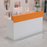 Modern Resepsiyon Masası Modern Resepsiyon Masası - Ofis Salonu ve Lobi Resepsiyonist Masası için Kilitlenebilir Çekmeceli Ahşap Ön Tezgah, (Beyaz Turuncu, 100x95x45cm)