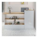 Modern Resepsiyon Masası Şeklinde Kasiyer Sayacı Eğimli Resepsiyon Masası Perakende Güzellik Salonları Ofis Lobi Kullanımı için Ödeme Ünitesi, (Ahşap, SAĞ_120 CM/47,2 inç)