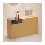 Modern Resepsiyon MasasıKilitlenebilir Çekmeceli Modern Ödeme Sayacı, Kadın Giyim Mağazaları Mağazaları ve Barları için Şık Resepsiyon Masası, (Meşe grisi, SAĞ_90CM)