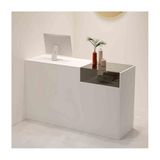 Modern Resepsiyon MasasıKilitlenebilir Çekmeceli Modern Ödeme Sayacı, Kadın Giyim Mağazaları Mağazaları ve Barları için Şık Resepsiyon Masası,(Beyaz-gri, LEFT_90CM)