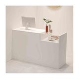 Modern Resepsiyon MasasıKilitlenebilir Çekmeceli Modern Ödeme Sayacı, Kadın Giyim Mağazaları Mağazaları ve Barları için Şık Resepsiyon Masası,(Beyaz-şeffaf, LEFT_90CM)