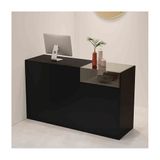 Modern Resepsiyon MasasıKilitlenebilir Çekmeceli Modern Ödeme Sayacı, Kadın Giyim Mağazaları Mağazaları ve Barları için Şık Resepsiyon Masası,(Siyah-gri, LEFT_90CM)