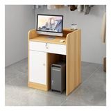 Modern Resepsiyon MasasıKilitlenebilir Çekmeceli Salon Resepsiyon Masası Ev Ofis ve Perakende Ödeme için Şık Ön Masa Tezgahı Modern Meşe Kaplama Kompakt, (Ahşap, L100 cm/39 inç)
