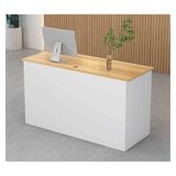 Modern Resepsiyon MasasıResepsiyon Sayaç Masası - Ofis ve Resepsiyon için Geniş Masaüstü Basit ve Zarif Tasarım Birden Fazla İşlem İçin İdeal, (beyaz ve Ahşap, 100 cm)