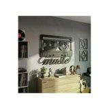 Modern Retro Kaset Formlu Ve Müzik Yazılı Estetik Metal Duvar Panosu