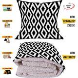 Modern Romboid Desenli Tv Battaniyeli Opsiyonel Dekoratif Yastık Kırlent 2 In 1 Battaniye - 115 x 170 cm - Renkli