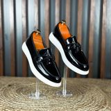 Modern Rugan Klasik Loafer Erkek Ayakkabı M1317 - 00Siyah-Beyaz