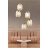 Modern Salon Avize Yuvarlak Eskitme 5 Li Hierro