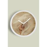 Modern Sanat Tarzı Kadın Duvar Saati - 25cm - Önü Camlı Beyaz Kasa - Sessiz Mekanizma, JH0700S25BKP