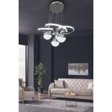 Modern Sarkıt 3 Renk 4 Toplu LED Avize Salon - Oturma Odası Ledli Avize - çiçek krom