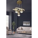 Modern Sarkıt Florya 4 Toplu Led Avize - Salon & Oturma Odası Avizesi - - Kumandalı / Gold Gold