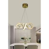 Modern Sarkıt Krom Kıvrım Beyaz Işık Led Avize - - Kumandalı / Gold Gold