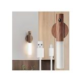 Modern Sensörlü Usb Şarjlı Mıknatıslı Taşınabilir Duvar Aplik Masa Lambası Ahşap Görünümlü Gün Işığı