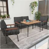 Modern Serisi Balkon, Bahçe, Cafe - Metal Kanepe Koltuk Takımı - 2+1+1 60 x 90 cm Masalı - Antrasit - 2+1+1-Masalı-90x60