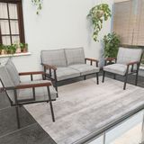 Modern Serisi Balkon, Bahçe, Cafe - Metal Kanepe Koltuk Takımı - 2+1+1 - Açık Gri