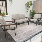Modern Serisi Balkon, Bahçe, Cafe - Metal Kanepe Koltuk Takımı - 2+1+1 - Krem