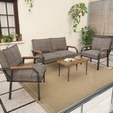 Modern Serisi Balkon, Bahçe, Cafe - Metal Kanepe Koltuk Takımı - 2+1+1 Sehpalı - Cappucino Cappucino