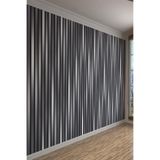 Modern Şerit – Siyah Gri Çizgili Tek Parça Duvar Kağıdı, 300 x 240