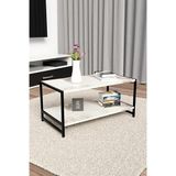 Modern & Şık Orta Sehpa Metal Çerçeve ile Dayanıklı Tasarım, Minimalist ve Fonksiyonel, Salon ,ofis - Beyaz Mermer Desenli