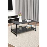 Modern & Şık Orta Sehpa Metal Çerçeve ile Dayanıklı Tasarım, Minimalist ve Fonksiyonel, Salon ,ofis - Siyah Mermer Desenli
