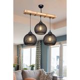 Modern Siyah 3’lü Avize, Salon, Oturma ve Yemek Odası Için - Seçenek 1 - Ahşap