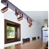 Modern Siyah Bakır Eskitme 120 cm 4’lü Hareketli Spot Avize GU10 LED Ampul Dahil - Kahverengi - Siyah