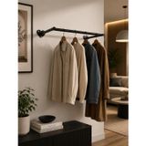 Modern Siyah Metal Duvara Monte 50 Cm Askılık Elbise Askılığı Konfeksiyon Askılığı Duvar Askısı Kıyafet Askılığı