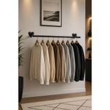 Modern Siyah Metal Duvara Monte 70 Cm Askılık Elbise Askılığı Konfeksiyon Askılığı Duvar Askısı Kıyafet Askılığı