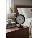 Modern Siyah Metal Masa Saati 27x20 cm – Sessiz Akar Mekanizma, Camlı Minimal Tasarım-Vasso 27x20cm