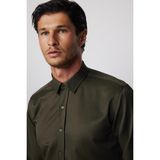 Modern Slim Fit Pamuklu Kolay Ütü Armürlü Haki Erkek Gömlek - TUDORS
