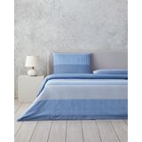 Modern Strip Kolay Ütülenir Tek Kişilik Nevresim Takımı 160X220 cm Mavi