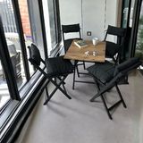 Modern Style Home Antrasit Renkli Minderli Balkon Bahçe Mutfak Bistro Set Katlanır 4+1 Masa-Sandalye