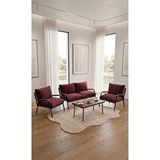 Modern Style Home Balkon, Bahçe, Cafe Metal Koltuk Takımı 2 1 1 Sehpalı 50X80 - Bordo