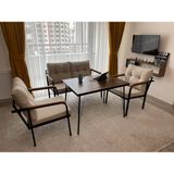 Modern Style Home Balkon, Bahçe, Cafe - Mobilya, Metal Koltuk Takımı - 2+1+1 - Krem