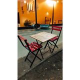 Modern Style Home Balkon Bahçe Mutfak 3'lü Bistro Set Katlanır Masa Sandalye 60X60 - Kırmızı
