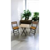 Modern Style Home Balkon Bahçe Mutfak 3'lü Bistro Set Katlanır Masa Sandalye 60X60 - Sarı