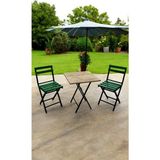 Modern Style Home Balkon Bahçe Mutfak 3'lü Bistro Set Katlanır Masa Sandalye 60X60 - Yeşil