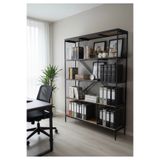Modern Style Home Dekoratif Lüx 5 Raflı Kitaplık Geniş Metal Kitaplık Dosya Rafı Ofis Salon Raf Ceviz