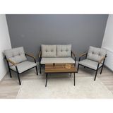 Modern Style Home Güneş Balkon, Bahçe, Cafe - Metal Kanepe Koltuk Takımı - 2+1+1 + Sehpa - 3 - Kare