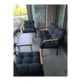 Modern Style Home Jüpiter Balkon, Bahçe, Cafe - Metal Kanepe Koltuk Takımı - 2+1+1 + Sehpa Antrasit