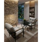 Modern Style Home Loft Serisi Ahşap Detaylı Ikili Koltuk ve Sehpa Seti - Keyif Köşesi Takımı - Kare - 1